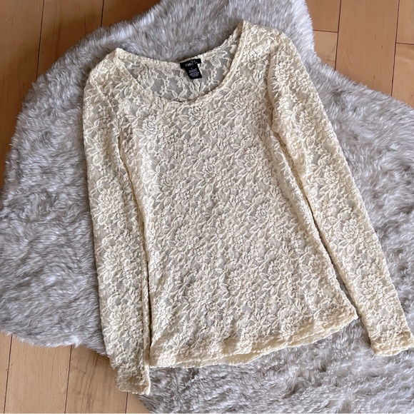 Rue21 Cream Lace Long Sleeve Top - Picture 2 of 5